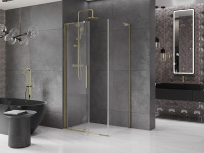 Mexen Velar L cabine de douche coulissante 120 x 110 cm, transparente, dorée - 871-120-110-03-50