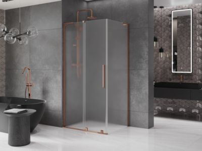 Mexen Velar L cabine de douche coulissante 120 x 90 cm, givrée, or rose - 871-120-090-33-60