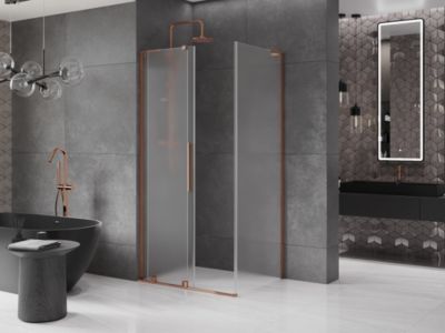 Mexen Velar L cabine de douche coulissante 120 x 90 cm, givrée, or rose - 871-120-090-33-60