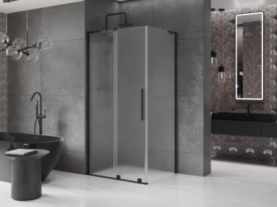 Mexen Velar L cabine de douche coulissante 90 x 120 cm, givrée, noire - 871-090-120-33-70