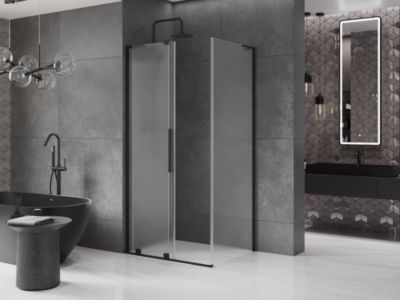 Mexen Velar L cabine de douche coulissante 90 x 120 cm, givrée, noire - 871-090-120-33-70