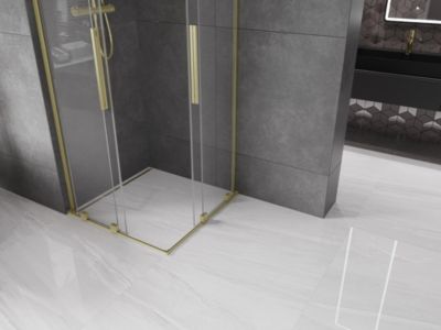 Mexen Velar L Duo cabine de douche coulissante 80 x 80 cm, transparent, or brossé - 871-080-080-02-03-55