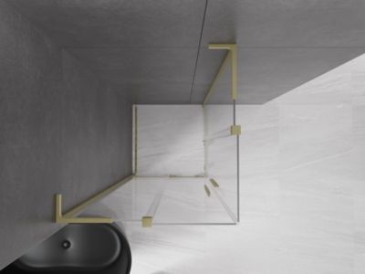 Mexen Velar L Duo cabine de douche coulissante 80 x 80 cm, transparent, or brossé - 871-080-080-02-03-55