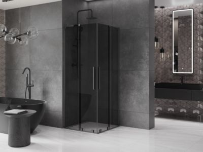 Mexen Velar L Duo cabine de douche coulissante 90 x 90 cm, graphite, gun metal - 871-090-090-02-43-95