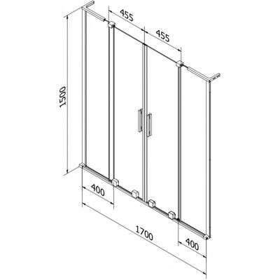 Mexen Velar L Duo paroi de baignoire à 2 volets coulissants 170 x 150 cm, givre, cuivre brossé - 896-170-003-32-65