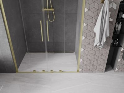Mexen Velar L Duo porte de douche coulissante 140 cm, transparent, doré brossé - 871-140-003-02-55