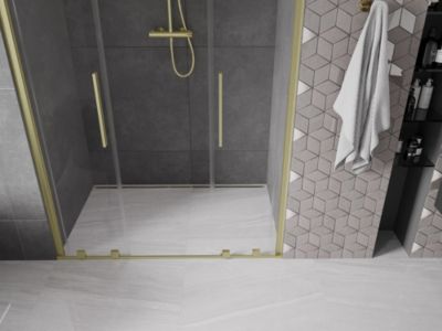 Mexen Velar L Duo porte de douche coulissante 140 cm, transparent, doré brossé - 871-140-003-02-55