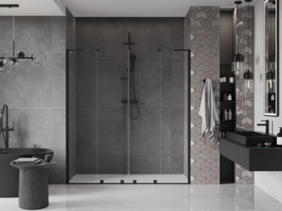 Mexen Velar L Duo portes de douche coulissantes 180 cm, transparentes, noires - 871-180-003-02-70