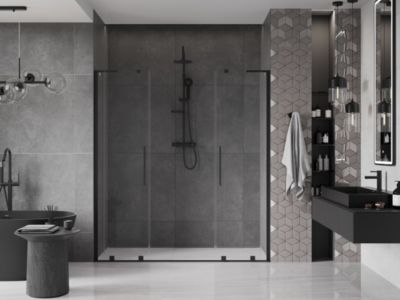 Mexen Velar L Duo portes de douche coulissantes 180 cm, transparentes, noires - 871-180-003-02-70