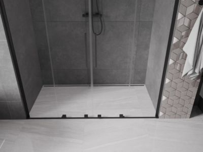 Mexen Velar L Duo portes de douche coulissantes 180 cm, transparentes, noires - 871-180-003-02-70