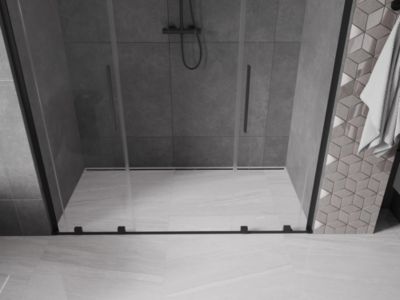 Mexen Velar L Duo portes de douche coulissantes 180 cm, transparentes, noires - 871-180-003-02-70