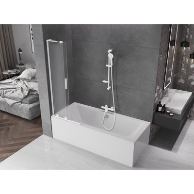Mexen Velar L paroi de baignoire à 2 panneaux coulissants 85 x 150 cm, givré, blanc - 896-085-003-31-20