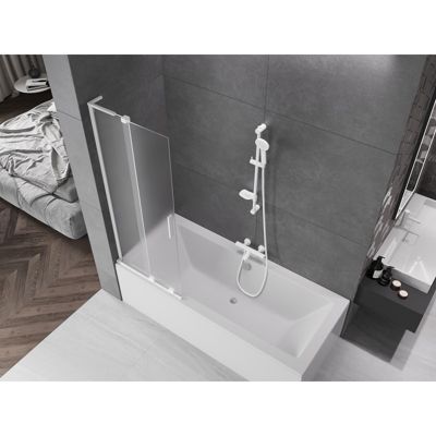 Mexen Velar L paroi de baignoire à 2 panneaux coulissants 85 x 150 cm, givré, blanc - 896-085-003-31-20