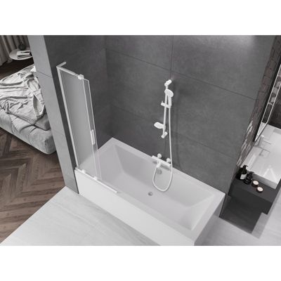Mexen Velar L paroi de baignoire à 2 panneaux coulissants 85 x 150 cm, givré, blanc - 896-085-003-31-20