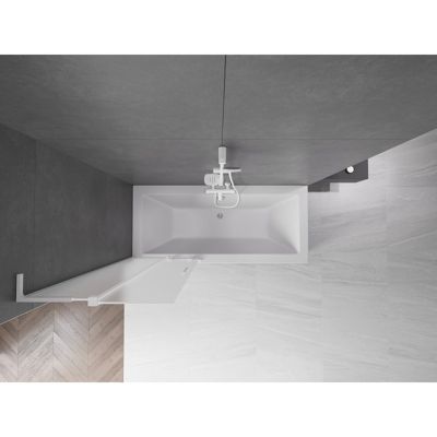 Mexen Velar L paroi de baignoire à 2 panneaux coulissants 85 x 150 cm, givré, blanc - 896-085-003-31-20