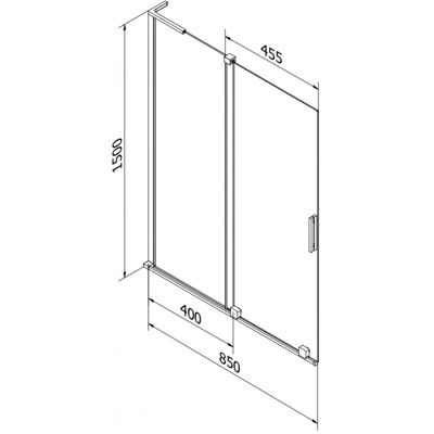 Mexen Velar L paroi de baignoire à 2 panneaux coulissants 85 x 150 cm, givré, blanc - 896-085-003-31-20