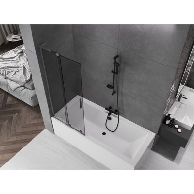 Mexen Velar L paroi de baignoire 2 volets coulissants 80 x 150 cm, graphite, gun metal - 896-080-003-41-95