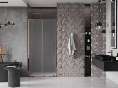 Mexen Velar L porte de douche coulissante 90 cm, givré, or rose - 871-090-003-31-60