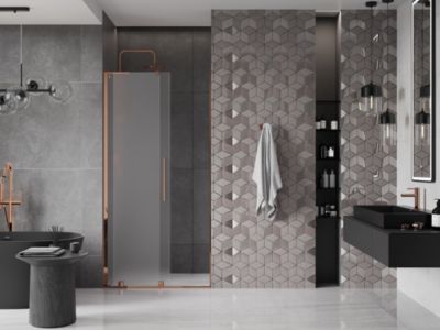 Mexen Velar L porte de douche coulissante 90 cm, givré, or rose - 871-090-003-31-60