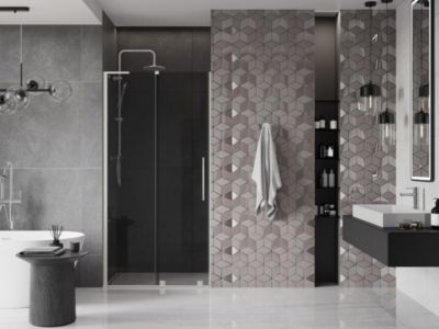 Mexen Velar L porte de douche coulissante 90 cm, graphite, nickel brossé - 871-090-003-41-97