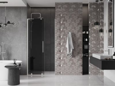 Mexen Velar L porte de douche coulissante 90 cm, graphite, nickel brossé - 871-090-003-41-97