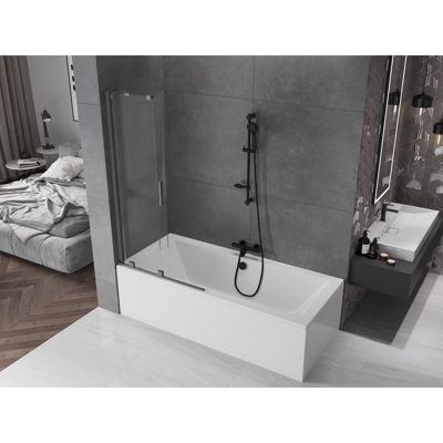 Mexen Velar paroi de baignoire à deux volets coulissante 95 x 150 cm, transparente, en gun metal - 896-095-000-01-95