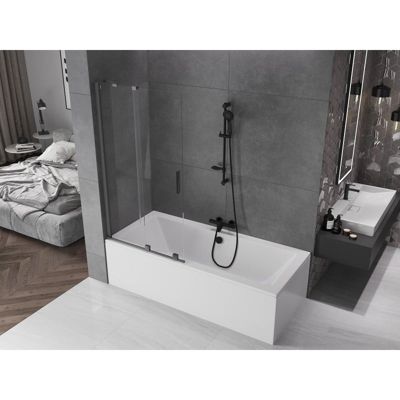 Mexen Velar paroi de baignoire à deux volets coulissante 95 x 150 cm, transparente, en gun metal - 896-095-000-01-95