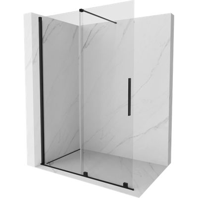 Mexen Velar paroi de douche coulissante Walk-in 140 x 200 cm, transparent 8 mm, noir - 871-140-000-03-70
