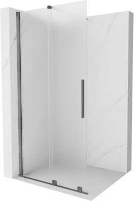 Mexen Velar paroi de douche coulissante Walk-in 75 x 200 cm, givrée 8 mm, gun metal - 871-075-000-33-95