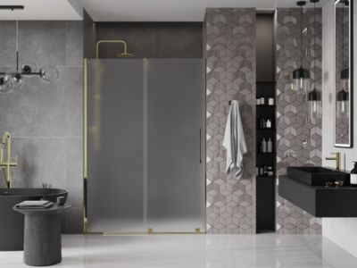 Mexen Velar porte de douche coulissante 150 cm, givrée, dorée - 871-150-000-31-50