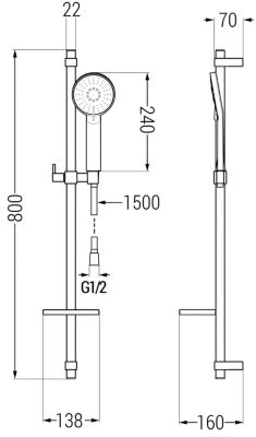 Mexen Zero DQ40 ensemble de bain, doré - 7113DQ40-50