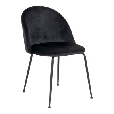 MEYRIN - Lot de 4 Chaises Velours Noir et Pieds Métal Noir