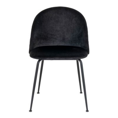 MEYRIN - Lot de 4 Chaises Velours Noir et Pieds Métal Noir
