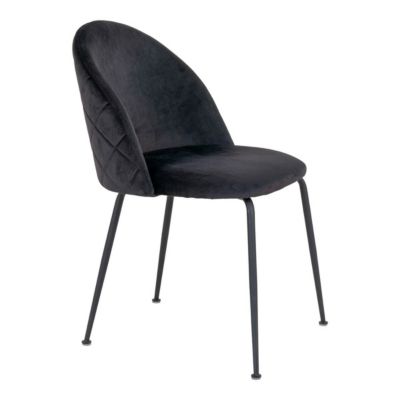 MEYRIN - Lot de 4 Chaises Velours Noir et Pieds Métal Noir