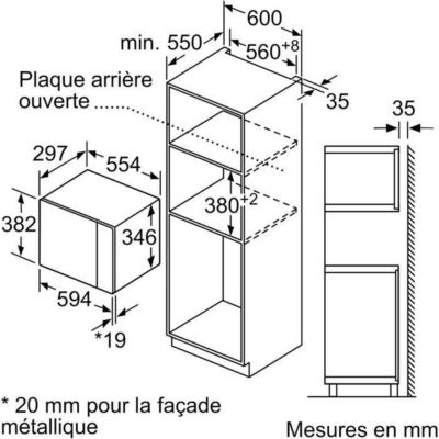 Micro-onde encastrable - BOSCH SER4 - BFL523MW1F - Blanc - 59,4 x 31,7 x 38,2 cm
