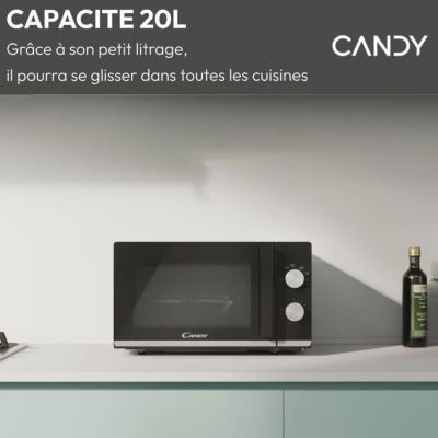 Micro-ondes CANDY Moderna CMW20TNMB 700 W 20L Noir - Fonction Décongélation - Plateau Tournant en Verre - 6 Niveaux de Puissance