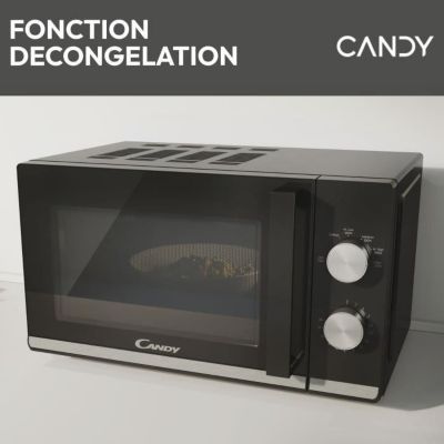 Micro-ondes CANDY Moderna CMW20TNMB 700 W 20L Noir - Fonction Décongélation - Plateau Tournant en Verre - 6 Niveaux de Puissance