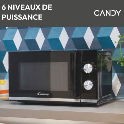 Micro-ondes CANDY Moderna CMW20TNMB 700 W 20L Noir - Fonction Décongélation - Plateau Tournant en Verre - 6 Niveaux de Puissance