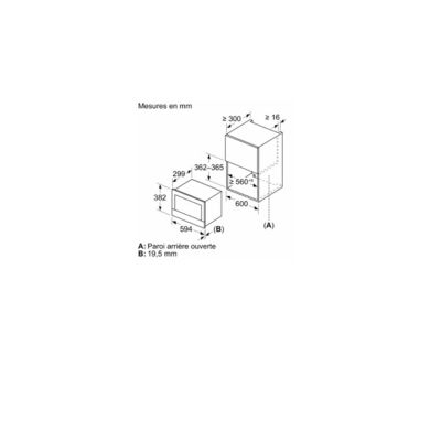 Micro-ondes simple encastrable - BOSCH SER8 - BFL7221B1 - Noir - 21 L - 38,2 x 59,4 x 31,8 cm