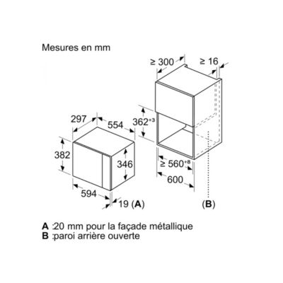 Micro-ondes solo 20l 800w encastrable noir Bosch BFL520MB0