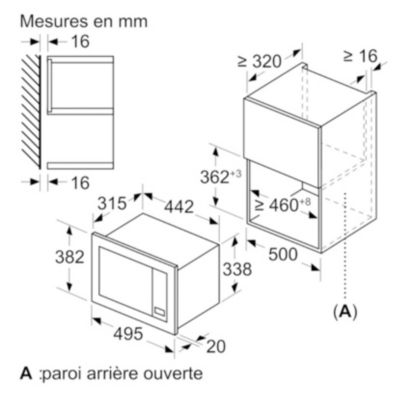 Micro-ondes solo 20l 800w encastrable noir Siemens BF523LMB3 iq300