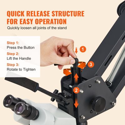 Microscope multidirectionnel 7X-45X, support ressort, support incruste ...