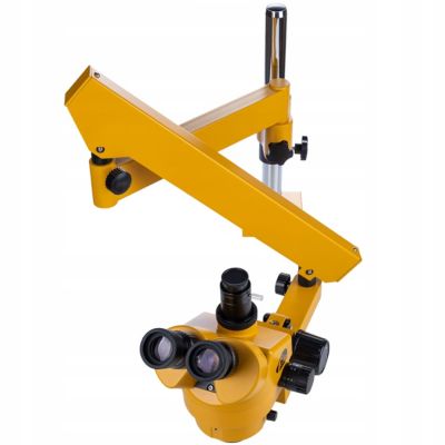 Microscope Trinoculaire sur Potence 7-45x - Caméra HDMI Panasonic, Lentille Barlow 0.5x, LED 56, Inspection Électronique
