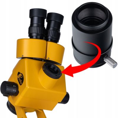 Microscope Trinoculaire sur Potence 7-45x - Caméra HDMI Panasonic, Lentille Barlow 0.5x, LED 56, Inspection Électronique