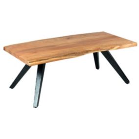 MIKARA - Table Basse Rectangulaire en Bois massif et Métal Noir