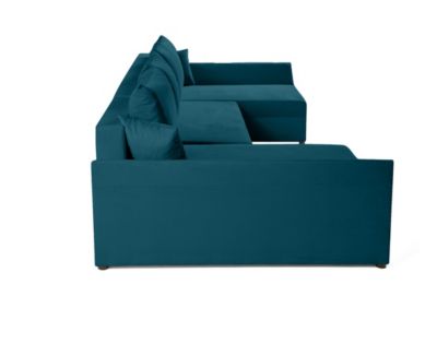 Mike - canapé panoramique en U - 7 places - convertible - avec coffre - en velours - Best Mobilier