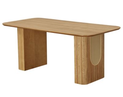 Milazzo - table à manger - bois plaqué chêne et cannage - 180 cm - Lisa Design