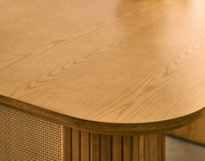 Milazzo - table à manger - bois plaqué chêne et cannage - 180 cm - Lisa Design