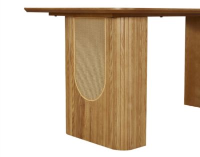 Milazzo - table à manger - bois plaqué chêne et cannage - 180 cm - Lisa Design