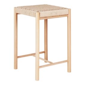 MINDY - Tabouret Hauteur 66,5 cm en Peuplier avec Assise Tressée